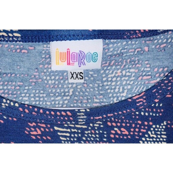 LuLaRoe XXS Blue Geometric Print Stretchy Short Sleeve Midi Dress - Picture 3 of 3